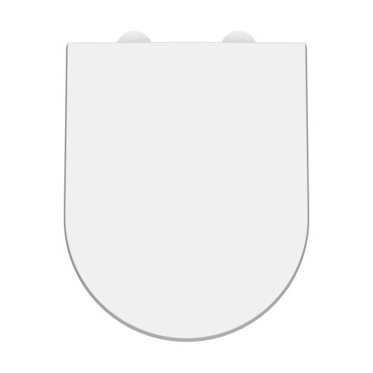 [BCTS007W] Balterley D-Shaped Soft Close Gloss White Toilet Seat With Top Fix Hinge - Cutout