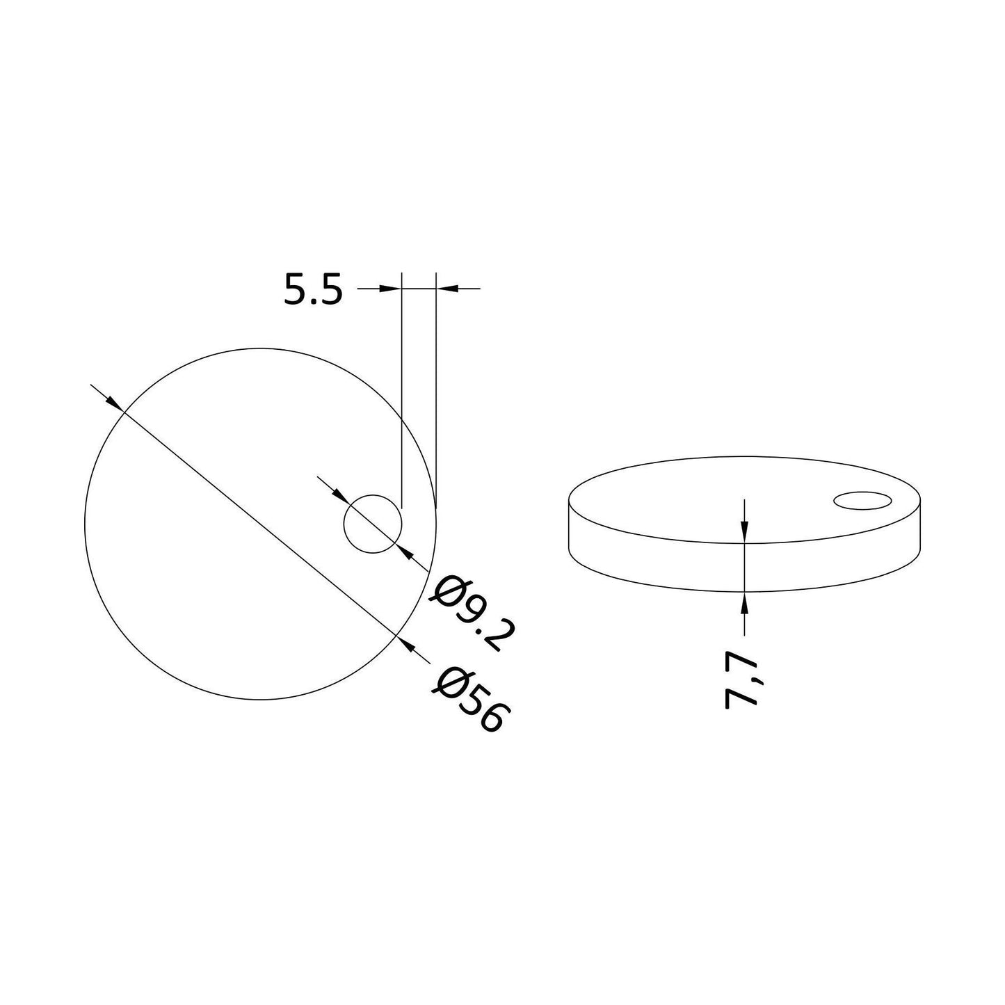 [BCTSC101] Toilet Seat Cover Caps White (NCH198) - Technical Drawing
