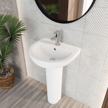 [BCVI002] Copmere Modern White Round Bathroom Basin with Choice of Pedestal - 500mm - Lifestyle 2
