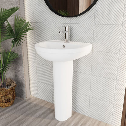 [BCVI002] Copmere Modern White Round Bathroom Basin with Choice of Pedestal - 500mm - Lifestyle 3