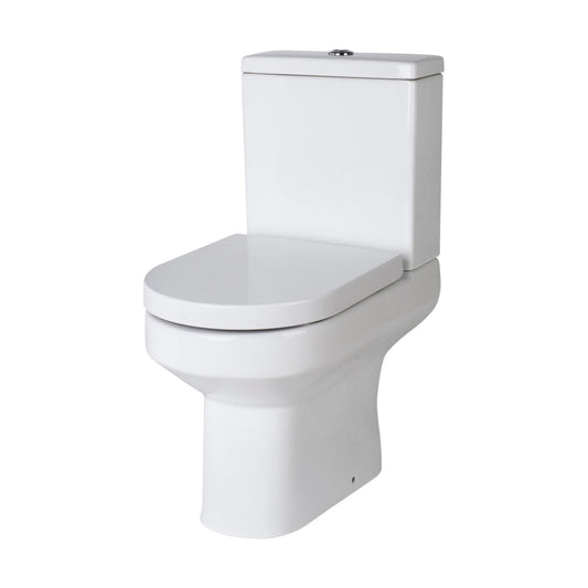 [BCVI003] Copmere Modern White Semi-Flush to Wall Bathroom Toilet Pan & Cistern - 380mm - Cutout