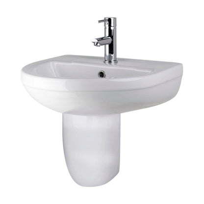 [BCVI004] Copmere Modern White Round Bathroom Basin with Choice of Pedestal - 500mm - Cutout
