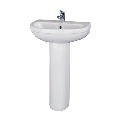 [BCVT002] Churnet Round Ceramic Basin and Pedestal - 1 or 2 Tap Hole - 845 x 555 x 445mm - Cutout