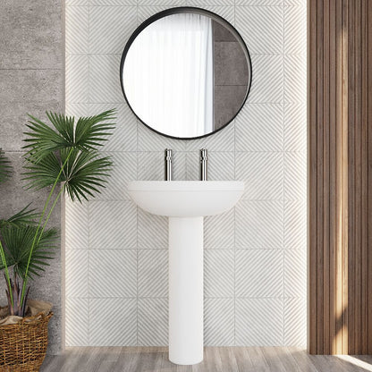 [BCVT003] Churnet Round Ceramic Basin and Pedestal - 1 or 2 Tap Hole - 845 x 555 x 445mm - Lifestyle 1