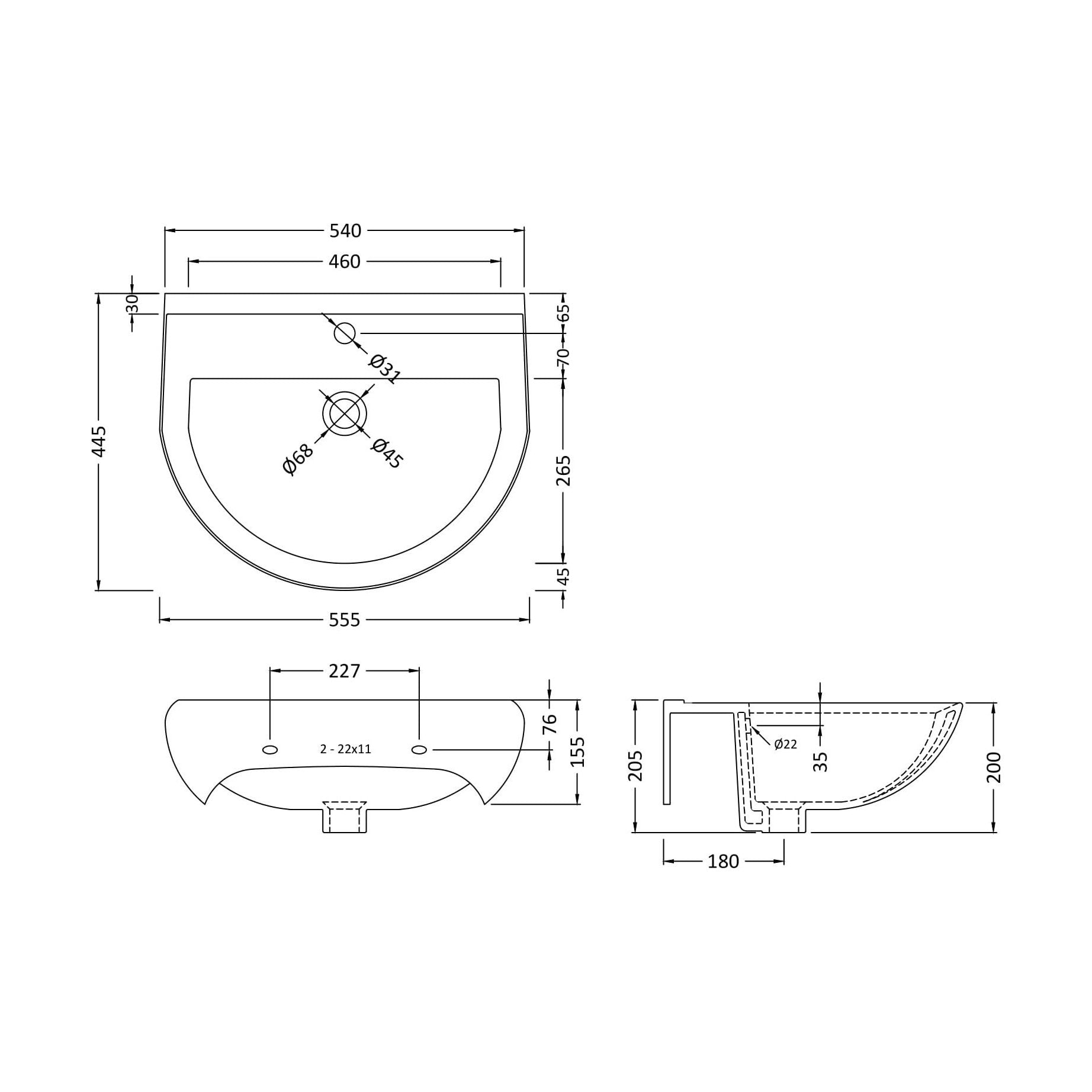 [BCVT202] Large Basin 1 TH - Technical Drawing
