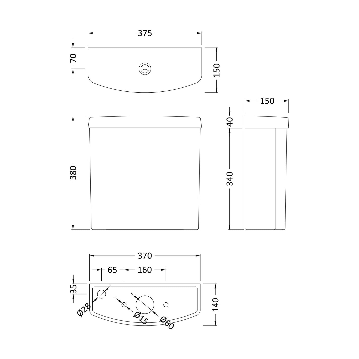 [BCVT291] Cistern - Technical Drawing