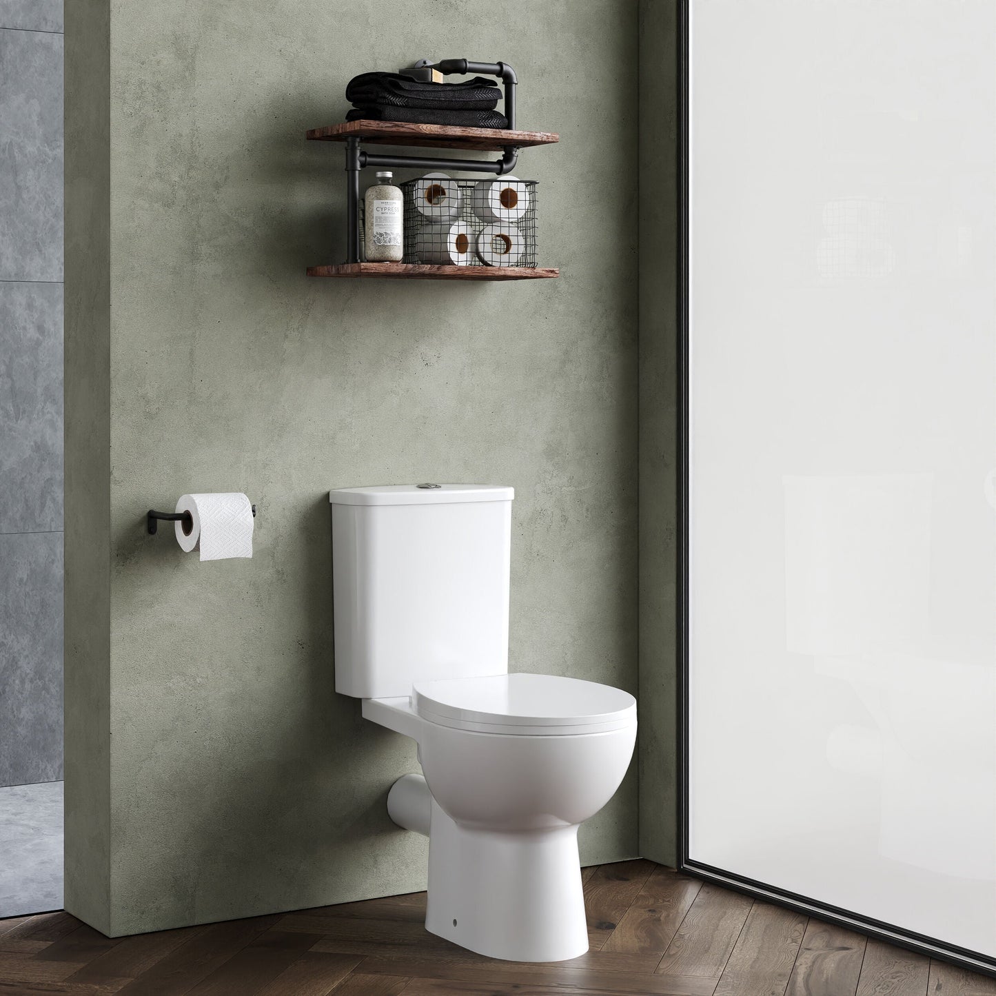 [BCVT750] Contemporary Curved Rimless Toilet Pan, Cistern and Soft Close Seat - Lifestyle 3