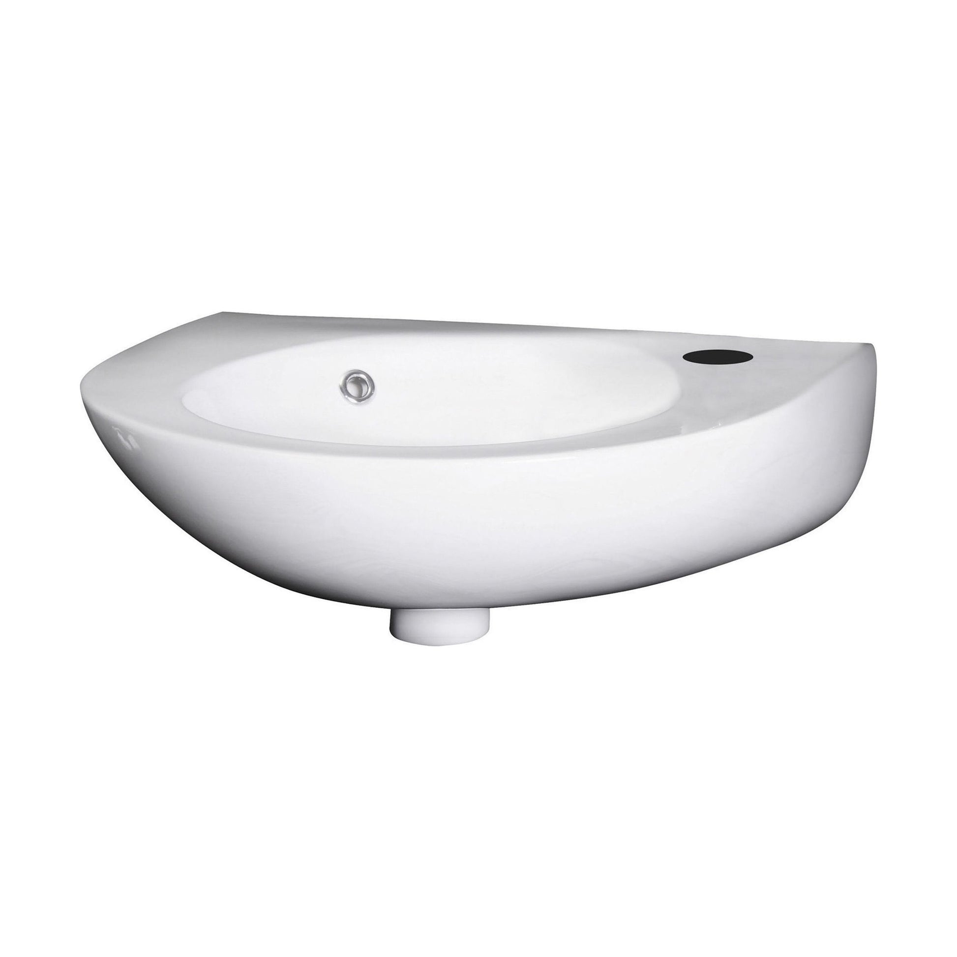[BCWB932] Balterley Adley Cloakroom Wall Hung 1 Tap Hole Round Ceramic Basin with Overflow, 350mm - White - Cutout