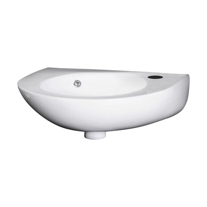[BCWB932] Balterley Adley Cloakroom Wall Hung 1 Tap Hole Round Ceramic Basin with Overflow, 350mm - White - Cutout