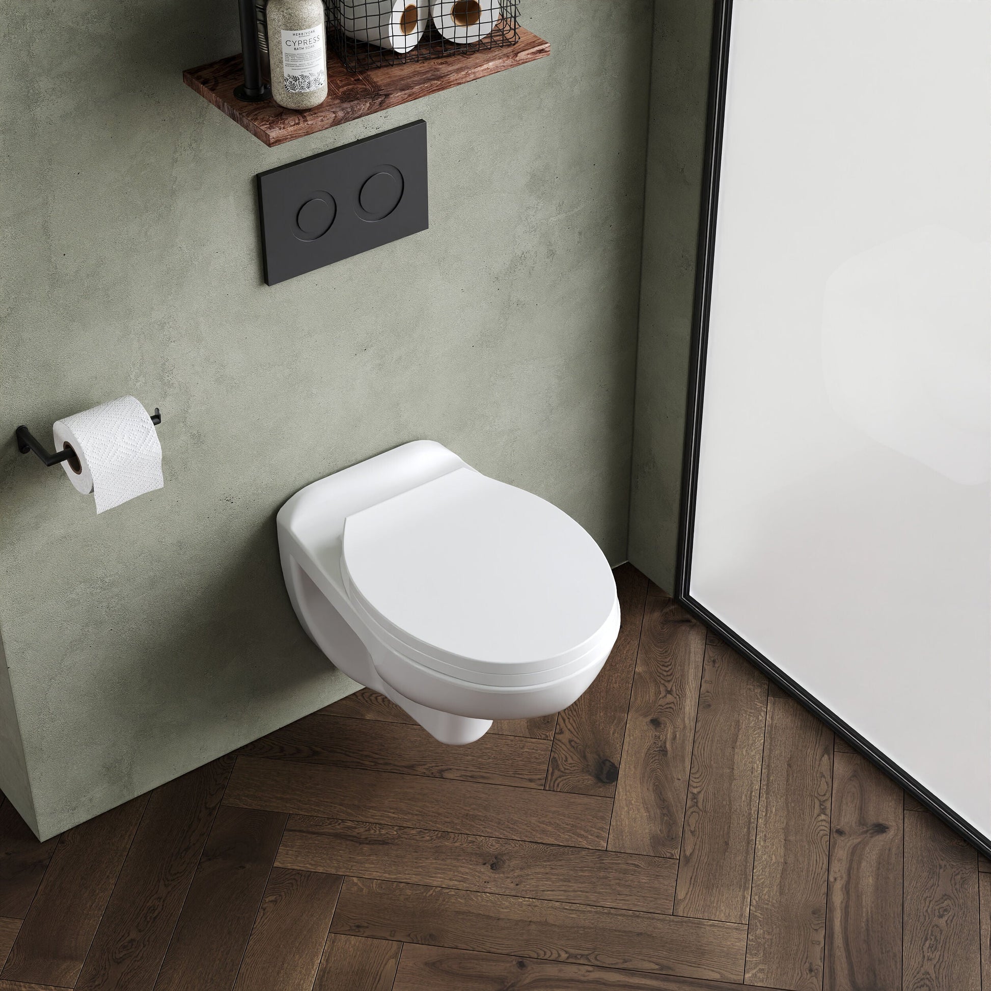 [BCZAD001] Adley Wall Hung Ceramic Toilet Pan & Soft Close Seat - 535mm - Balterley - Lifestyle 2