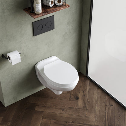 [BCZAD001] Adley Wall Hung Ceramic Toilet Pan & Soft Close Seat - 535mm - Balterley - Lifestyle 2
