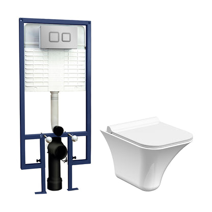 [BCZSU001] Summit Rimless Wall Hung Toilet Pan, Soft Close Seat & Concealed Cistern with Square Push Button Plate, 355mm - Balterley - Cutout