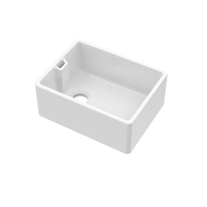 Nuie Single Bowl 595 x 455 x 254mm Fireclay White Belfast Sink
