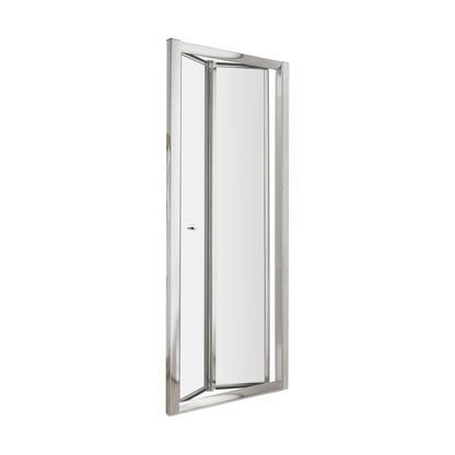 [BE5MBD76] Contemporary 5mm Toughened Safety Glass Bi-Fold Shower Door - 760mm - Chrome - Balterley - Cutout