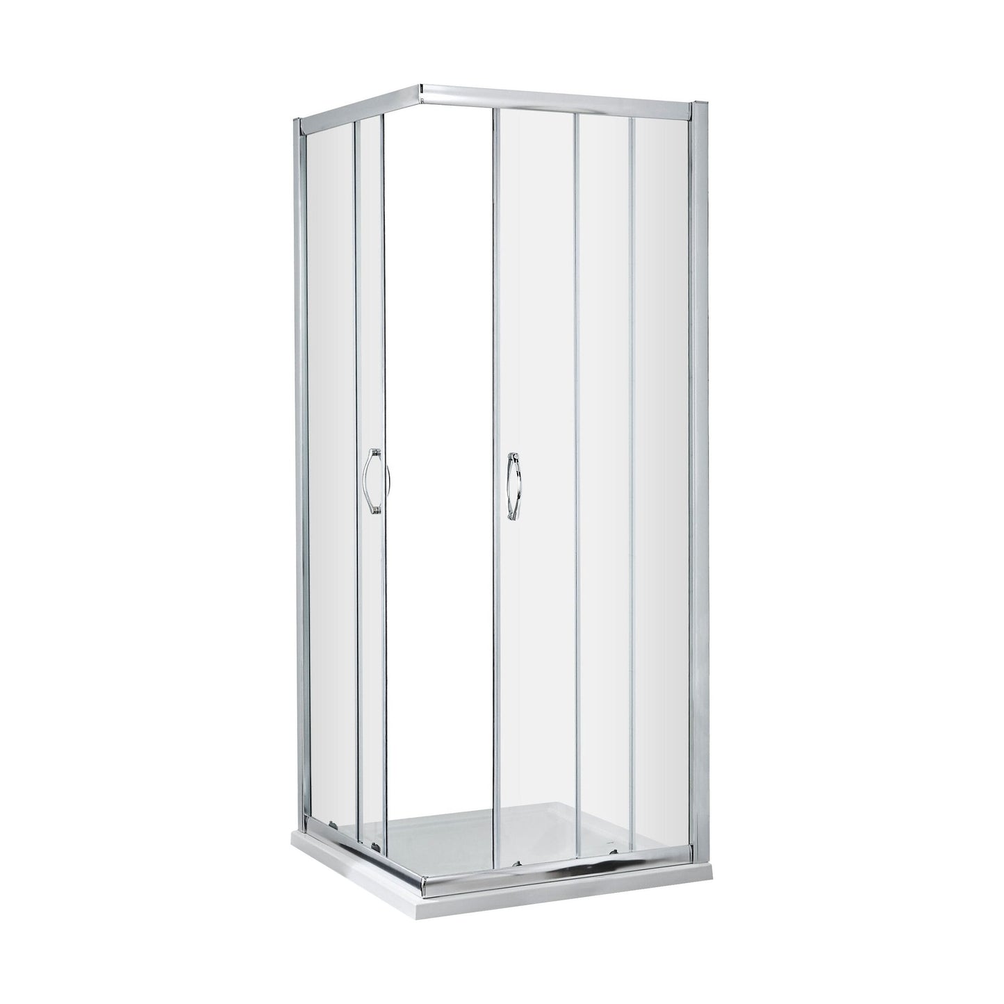 [BE5MCE76] Contemporary 5mm Toughened Safety Glass Corner Entry Shower Enclosure - 760mm - Chrome - Balterley - Cutout