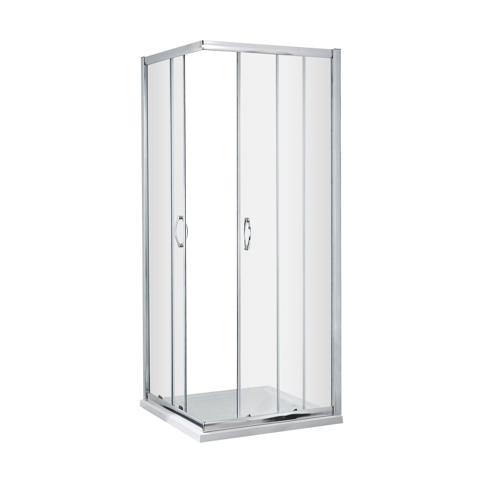 [BE5MCE76] Contemporary 5mm Toughened Safety Glass Corner Entry Shower Enclosure - 760mm - Chrome - Balterley - Cutout