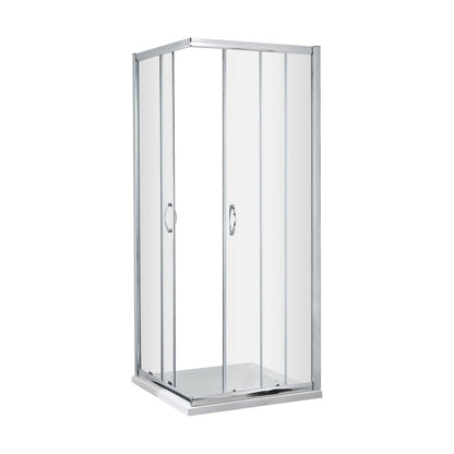 [BE5MCE76] Contemporary 5mm Toughened Safety Glass Corner Entry Shower Enclosure - 760mm - Chrome - Balterley - Cutout