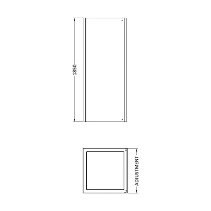 [BE5MSP7] Contemporary 5mm Toughened Safety Glass Side Panel - 700mm - Chrome - Balterley - Technical Drawing