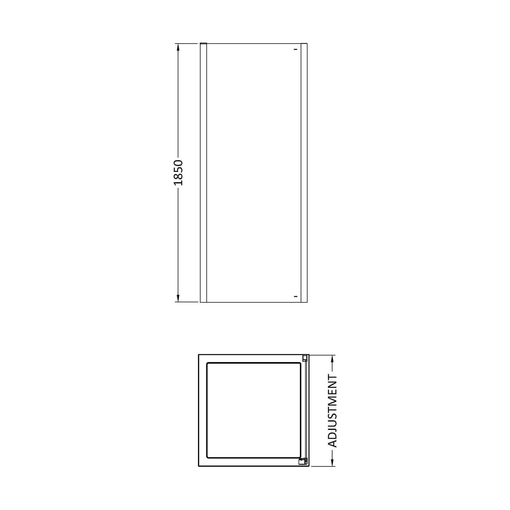 [BE6MSP10] 1000mm Side Panel 6mm Glass - Technical Drawing