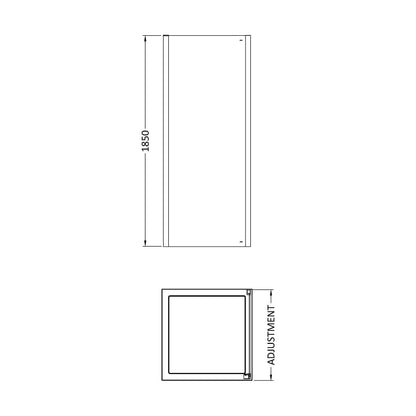 [BE6MSP10] 1000mm Side Panel 6mm Glass - Technical Drawing