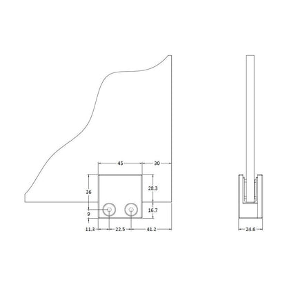 [BEAC001] Balterley Wetroom Accessories Screen Support Foot & Wall Bracket - Chrome - Technical Drawing