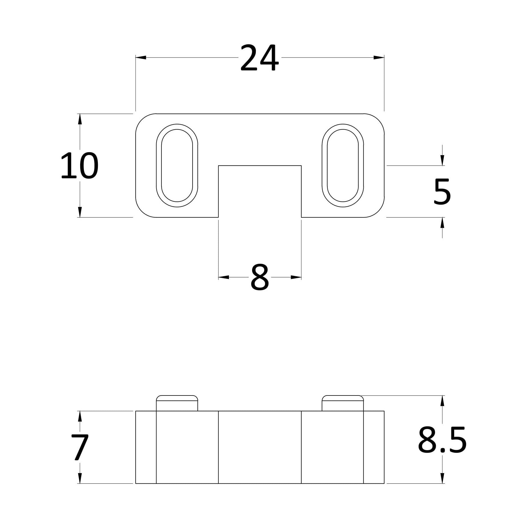 [BEAC042] Balterley Wetroom Retainer Support Foot - Brushed Bronze - Technical Drawing