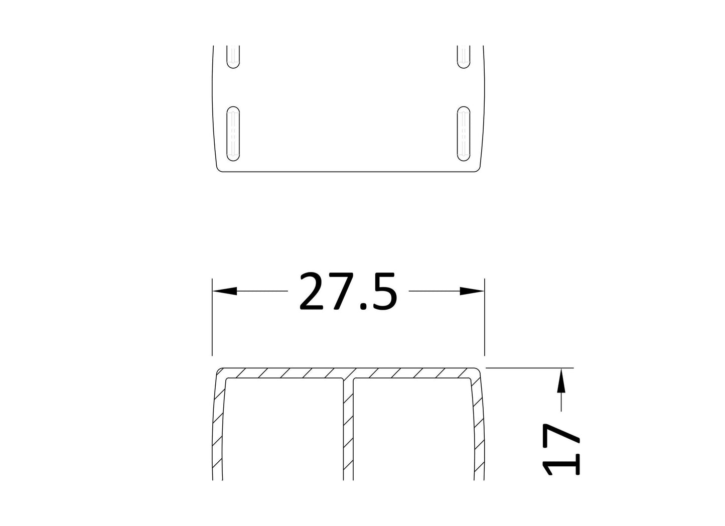 [BEACSQ190GM] 1900Mm Profile Extension Kit Pair - Technical Drawing