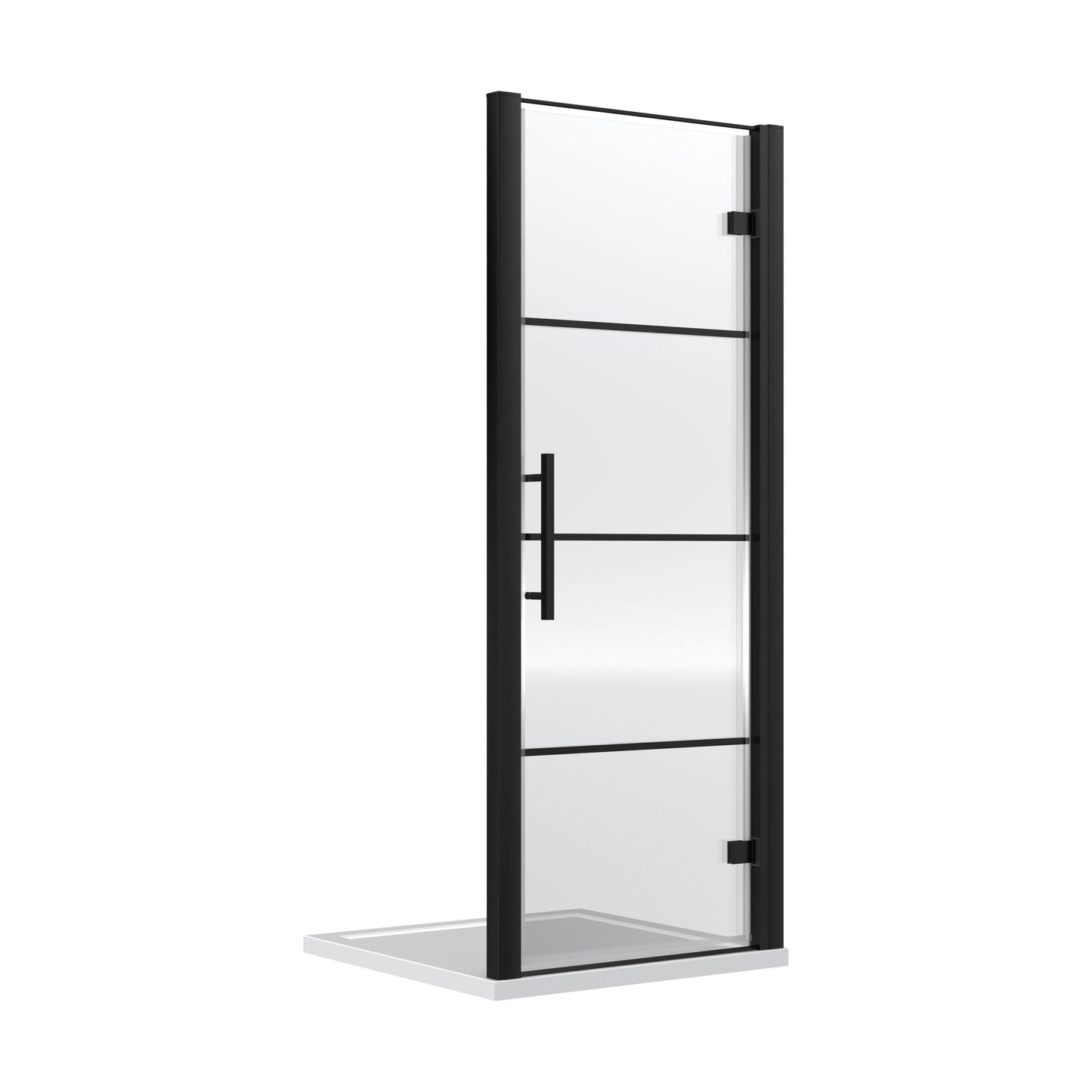 [BEADHD80] Kinver 8mm Toughened Safety Glass Hinged Shower Door, Black - Cutout