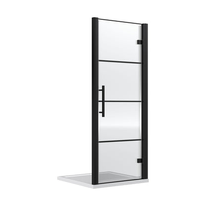 [BEADHD80] Kinver 8mm Toughened Safety Glass Hinged Shower Door, Black - Cutout