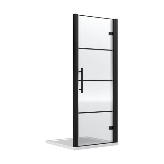 [BEADHD80] Kinver 8mm Toughened Safety Glass Hinged Shower Door, Black - Cutout