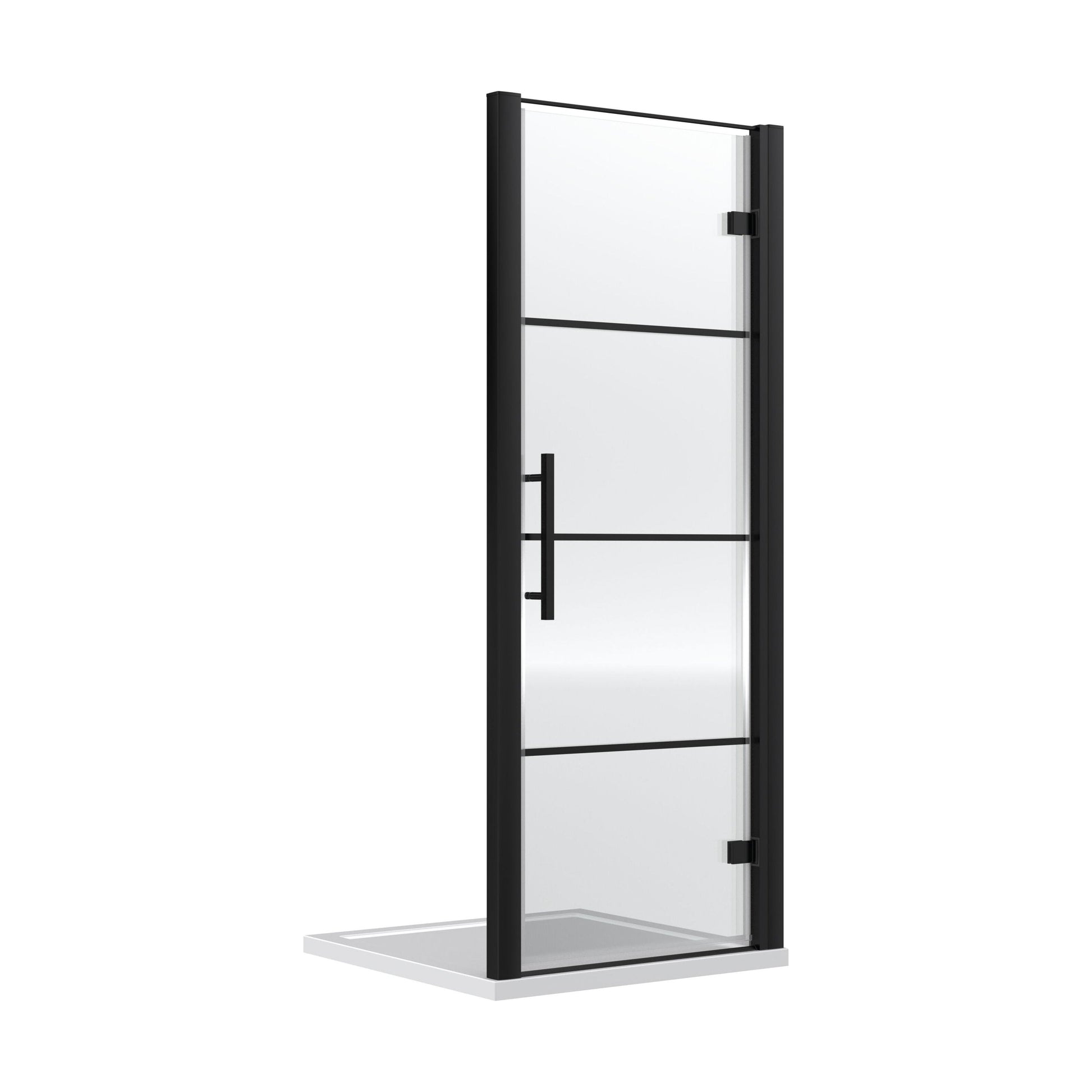 [BEADHD90] Kinver 8mm Toughened Safety Glass Hinged Shower Door, Black - Cutout