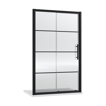 [BEADSL12] Kinver 8mm Toughened Safety Glass Sliding Shower Door, Black - Choice of Size - Cutout