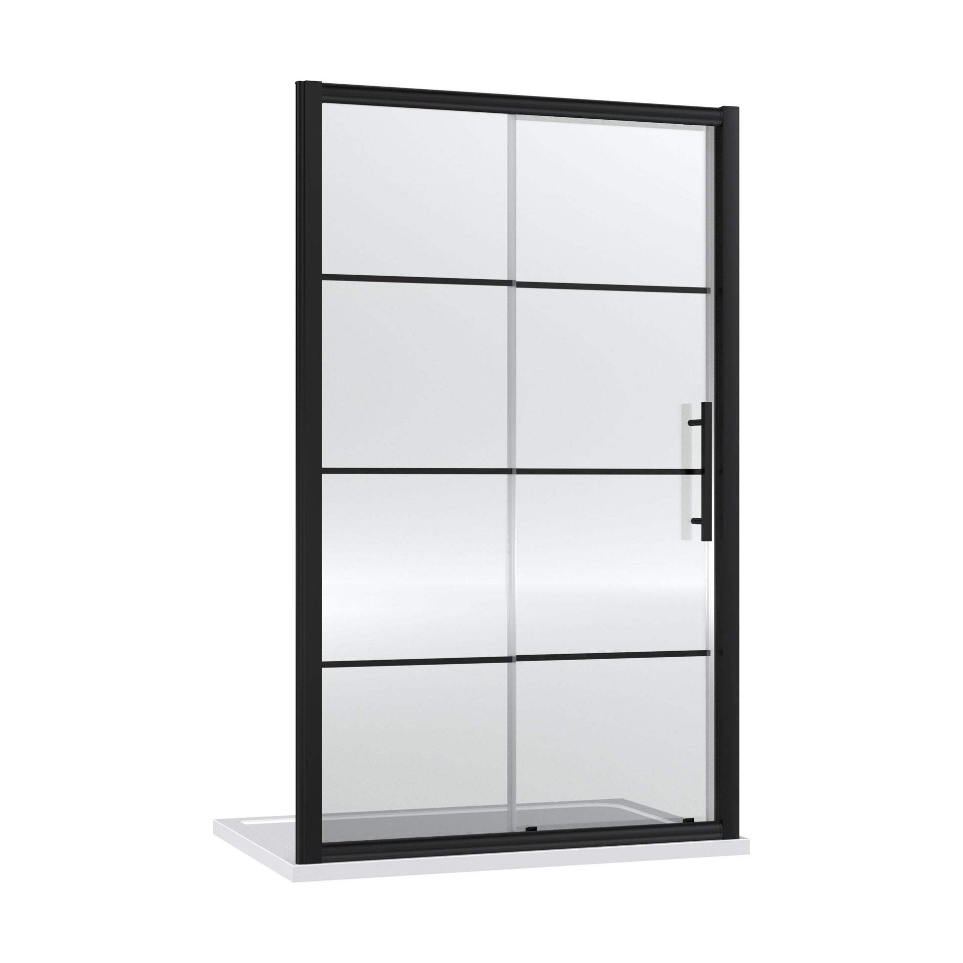 [BEADSL14] Kinver 8mm Toughened Safety Glass Sliding Shower Door, Black - Choice of Size - Cutout