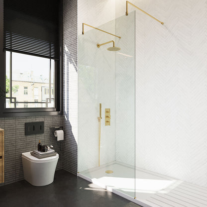 [BEAF1000BB] Balterley Contemporary Bathroom 8mm Glass Wetroom Screen with Arms & Feet, Chrome Finish, 1950 x 698 x 14mm - Lifestyle 2
