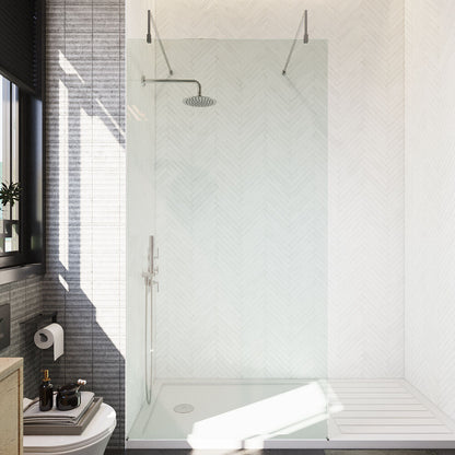 [BEAF1000CP] Balterley Contemporary Bathroom 8mm Glass Wetroom Screen with Arms & Feet, Chrome Finish, 1950 x 698 x 14mm - Lifestyle 1