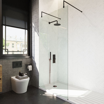 [BEAF1000MB] Balterley Contemporary Bathroom 8mm Glass Wetroom Screen with Arms & Feet, Chrome Finish, 1950 x 698 x 14mm - Lifestyle 2