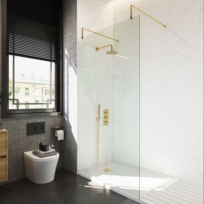 [BEAF1100BB] Balterley Contemporary Bathroom 8mm Glass Wetroom Screen with Arms & Feet, Chrome Finish, 1950 x 698 x 14mm - Lifestyle 2