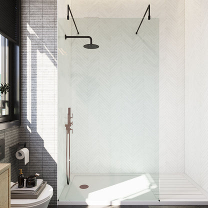 [BEAF1100MB] Balterley Contemporary Bathroom 8mm Glass Wetroom Screen with Arms & Feet, Chrome Finish, 1950 x 698 x 14mm - Lifestyle 1