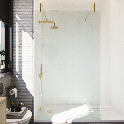 [BEAF1200BB] Balterley Contemporary Bathroom 8mm Glass Wetroom Screen with Arms & Feet, Chrome Finish, 1950 x 698 x 14mm - Lifestyle 1
