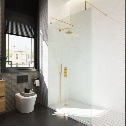 [BEAF1200BB] Balterley Contemporary Bathroom 8mm Glass Wetroom Screen with Arms & Feet, Chrome Finish, 1950 x 698 x 14mm - Lifestyle 2