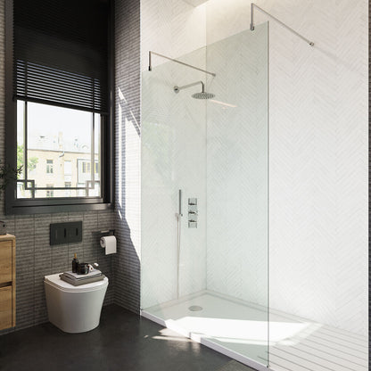 [BEAF1200CP] Balterley Contemporary Bathroom 8mm Glass Wetroom Screen with Arms & Feet, Chrome Finish, 1950 x 698 x 14mm - Lifestyle 2