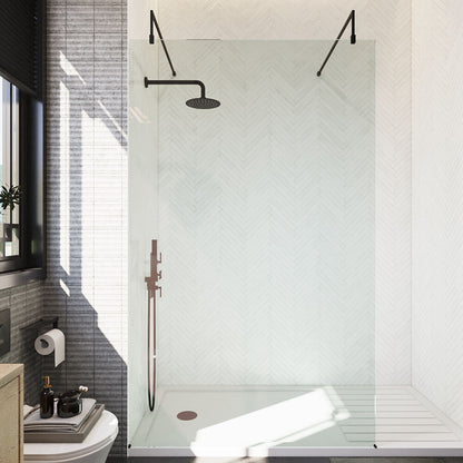 [BEAF1200MB] Balterley Contemporary Bathroom 8mm Glass Wetroom Screen with Arms & Feet, Chrome Finish, 1950 x 698 x 14mm - Lifestyle 1