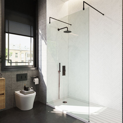 [BEAF1200MB] Balterley Contemporary Bathroom 8mm Glass Wetroom Screen with Arms & Feet, Chrome Finish, 1950 x 698 x 14mm - Lifestyle 2