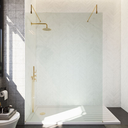 [BEAF1400BB] Balterley Contemporary Bathroom 8mm Glass Wetroom Screen with Arms & Feet, Chrome Finish, 1950 x 698 x 14mm - Lifestyle 1