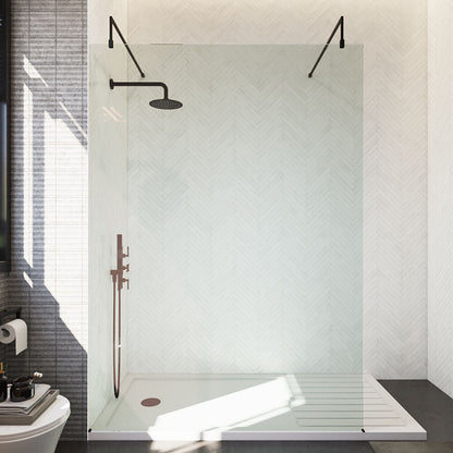 [BEAF1400MB] Balterley Contemporary Bathroom 8mm Glass Wetroom Screen with Arms & Feet, Chrome Finish, 1950 x 698 x 14mm - Lifestyle 1
