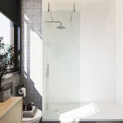 [BEAF700CP] Balterley Contemporary Bathroom 8mm Glass Wetroom Screen with Arms & Feet, Chrome Finish, 1950 x 698 x 14mm - Lifestyle 1