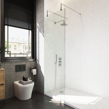[BEAF700CP] Balterley Contemporary Bathroom 8mm Glass Wetroom Screen with Arms & Feet, Chrome Finish, 1950 x 698 x 14mm - Lifestyle 2