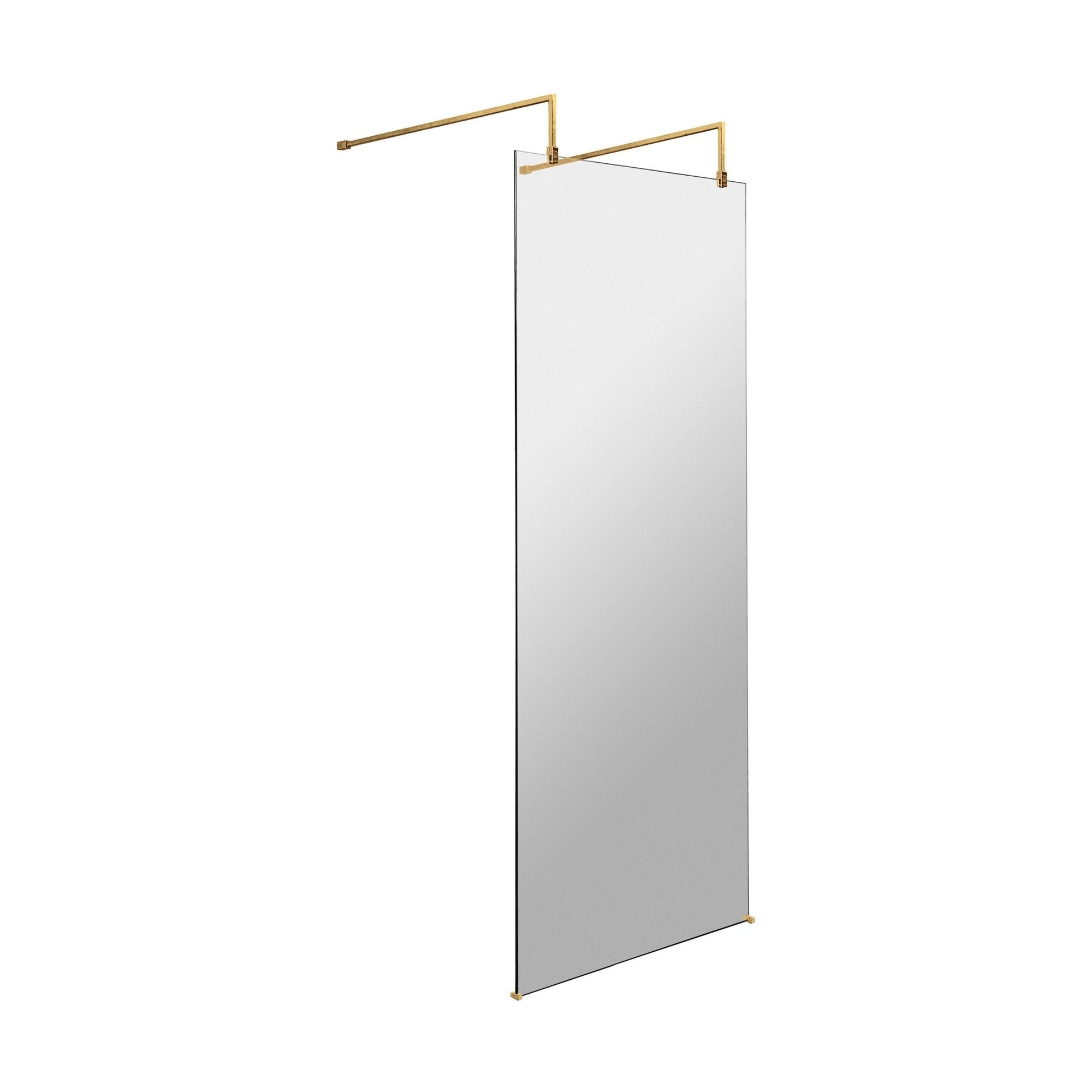 [BEAF800BB] Balterley Contemporary Bathroom 8mm Glass Wetroom Screen with Arms & Feet, Chrome Finish, 1950 x 698 x 14mm - Cutout