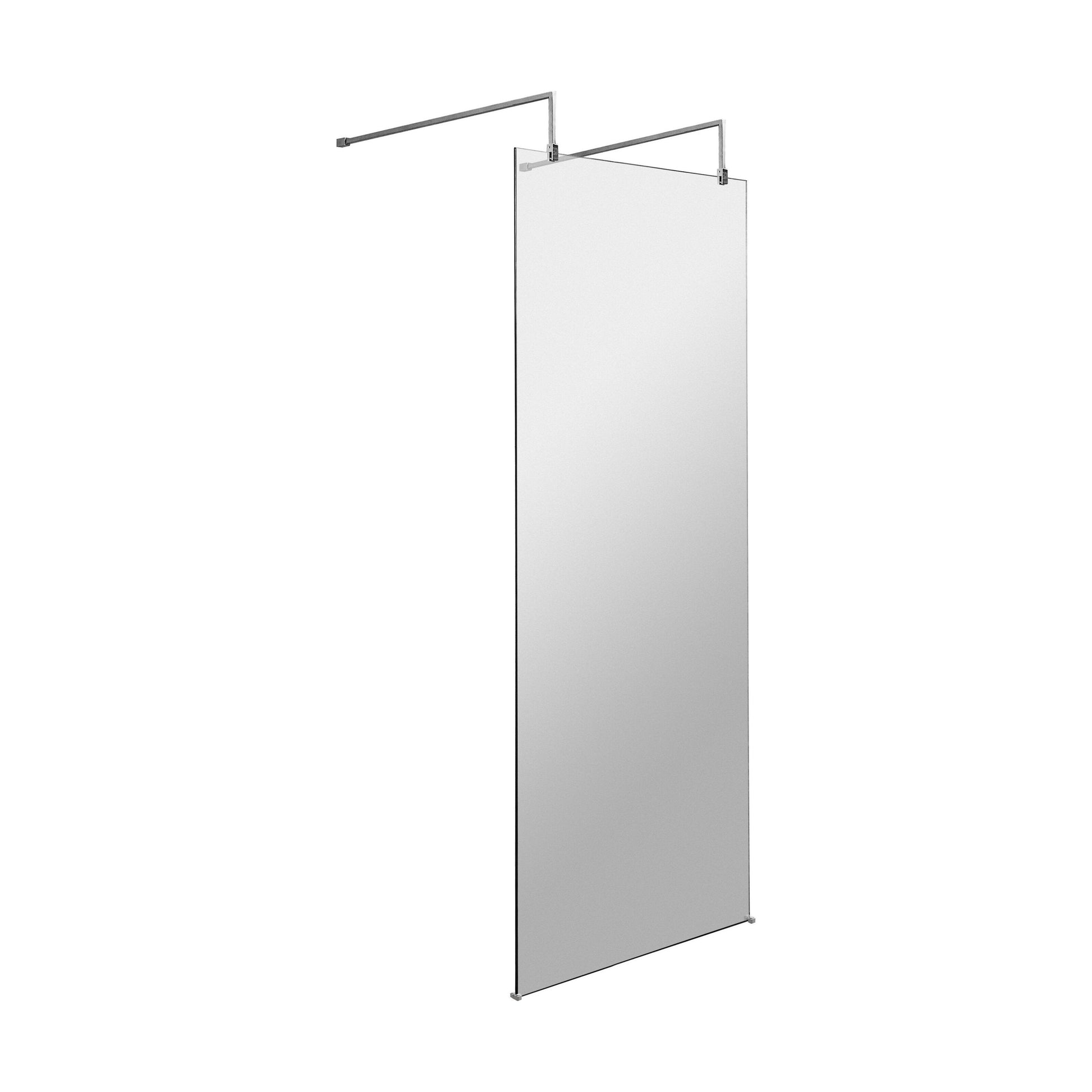 [BEAF800CP] Balterley Contemporary Bathroom 8mm Glass Wetroom Screen with Arms & Feet, Chrome Finish, 1950 x 698 x 14mm - Cutout