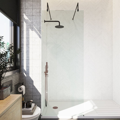 [BEAF800MB] Balterley Contemporary Bathroom 8mm Glass Wetroom Screen with Arms & Feet, Chrome Finish, 1950 x 698 x 14mm - Lifestyle 1